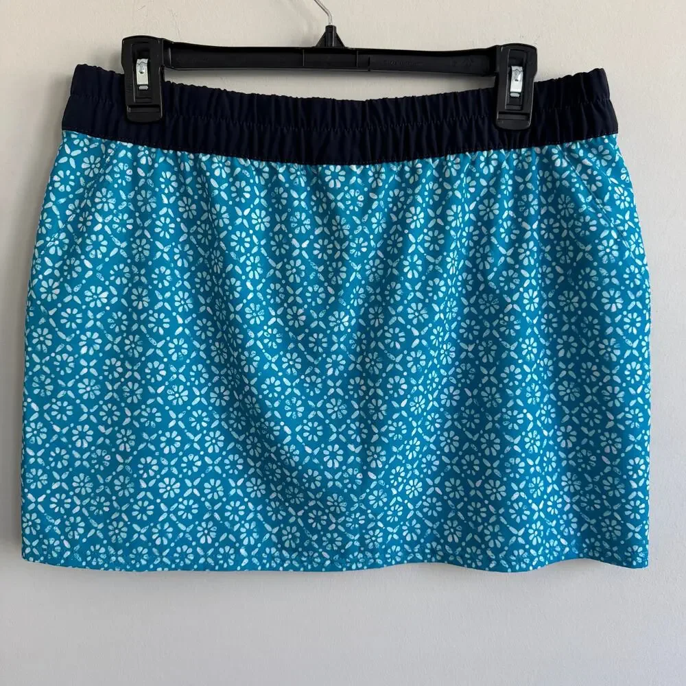 Eddie Bauer Skirt Activewear Outdoor Blue Tile Pull On Elastic Waist M